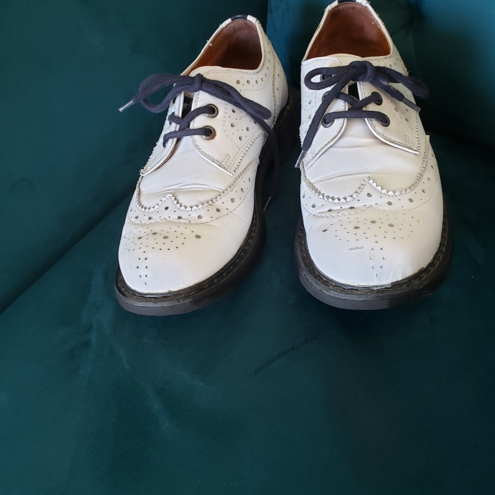 John Fluevog Classic Wingtipped Brogue Derby white shoe